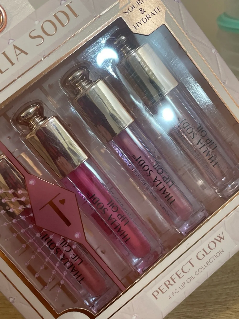 Thalia Sodi 4-Piece Lip Oil Set — Rose and Clear Shades